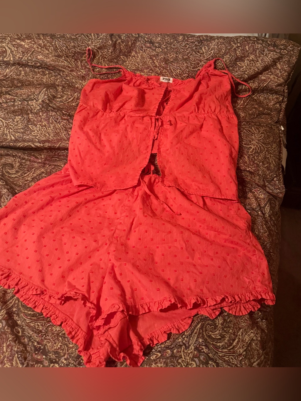 Pink Eyelet Fly Away Cami And Shorts